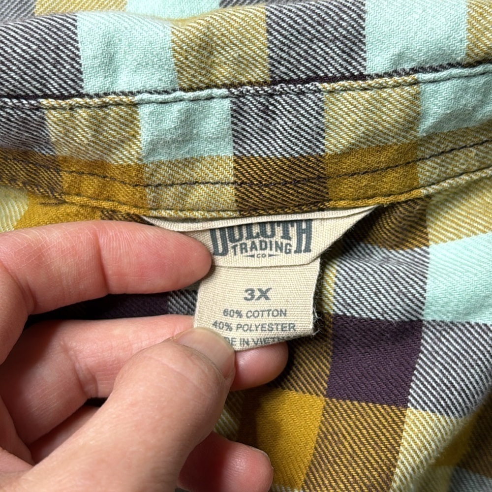 Duluth Trading 74762 Plaid Cotton Long Sleeve Button Down Shirt 3X - Picture 8 of 9